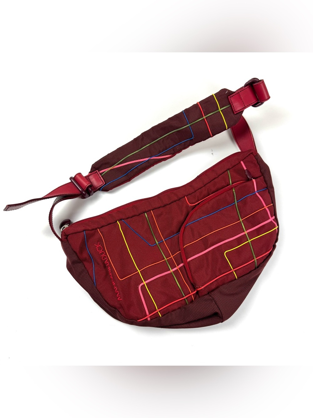 Vintage Y2K Mandarina Duck Crossbody/multipocket Messenger Sling Bag maroon-red